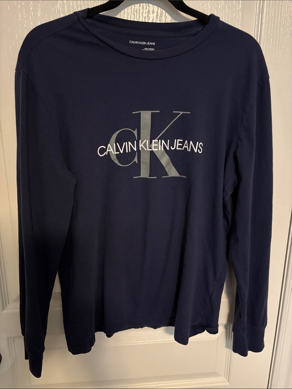 Calvin Klein Jeans Navy Long-Sleeve Logo Tee